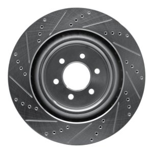 Dodge Viper Brake Rotor (1) - Rear Right - R1 Concepts - Drilled & Slotted - Silver - `03-`17